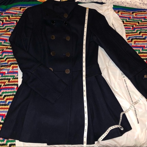 FINAL SALE NWOT Calvin Klein navy skirted wool peacoat - Picture 9 of 12